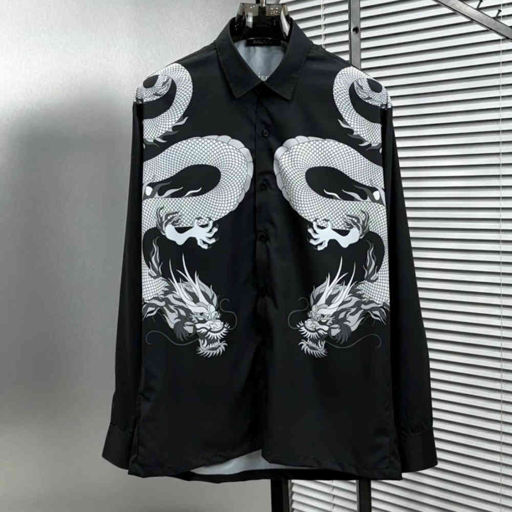 Balmain Paris Black Dragon Print Shirt-1