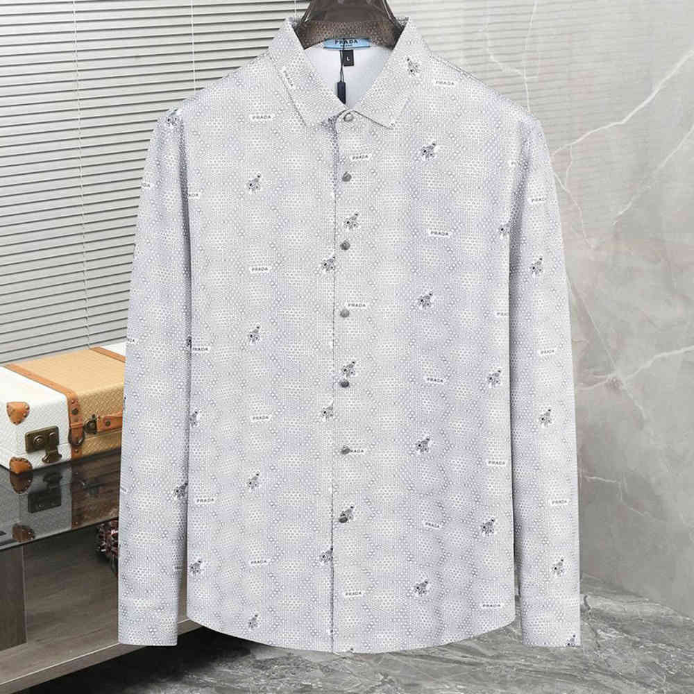 White Prada Embroidery Brown Premium Quality Shirt