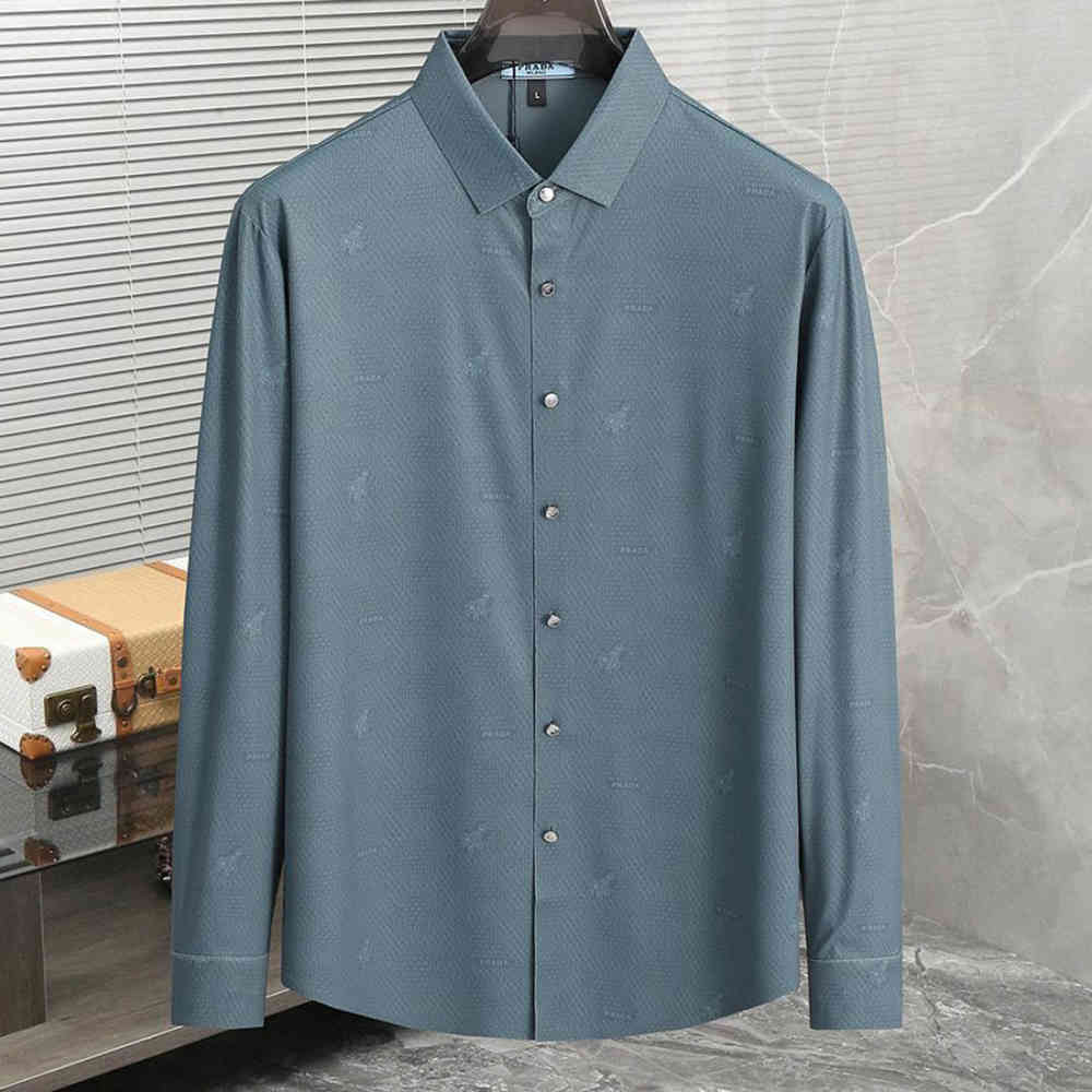 Blue Prada Embroidery Brown Premium Quality Shirt
