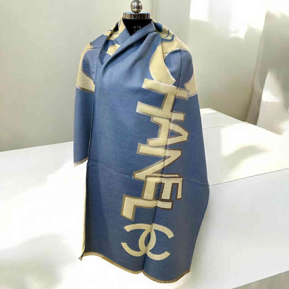 Chanel Designer Blue Woolen Stole-1