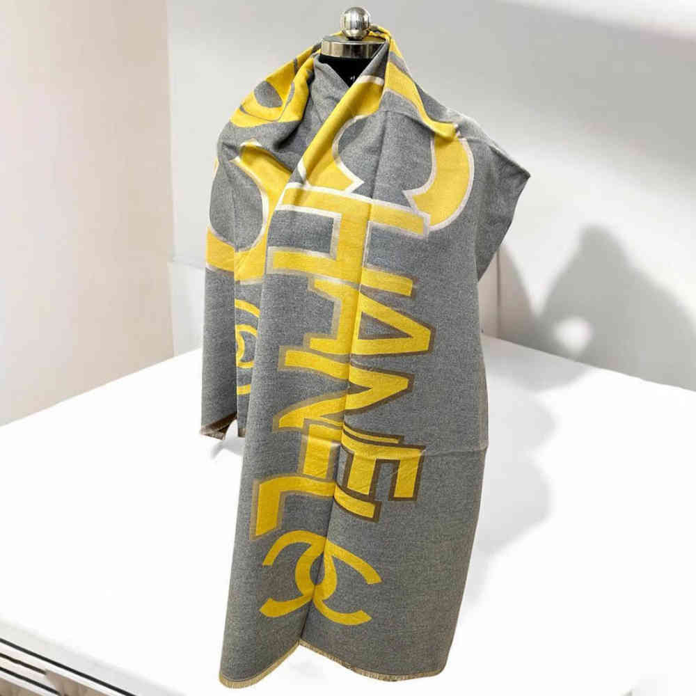 Chanel Designer Yellow Woolen Stole-thumb-1