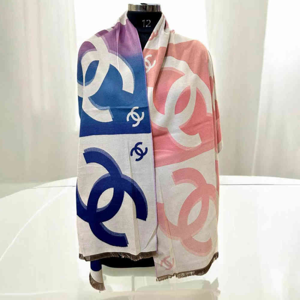 Pink Chanel Designer Brown Woolen Stole