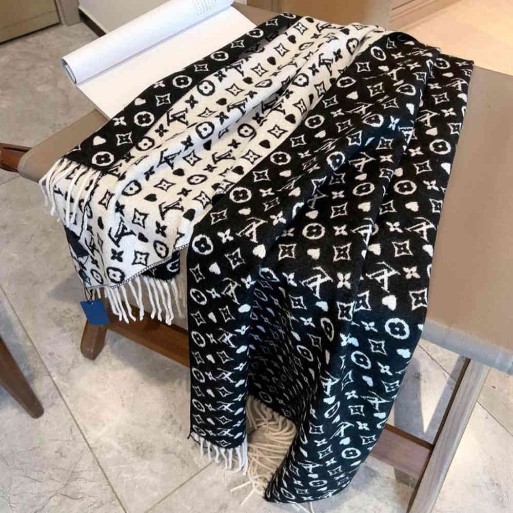 Louis Vuitton Black Cashmere Wool Blend Scarf-1