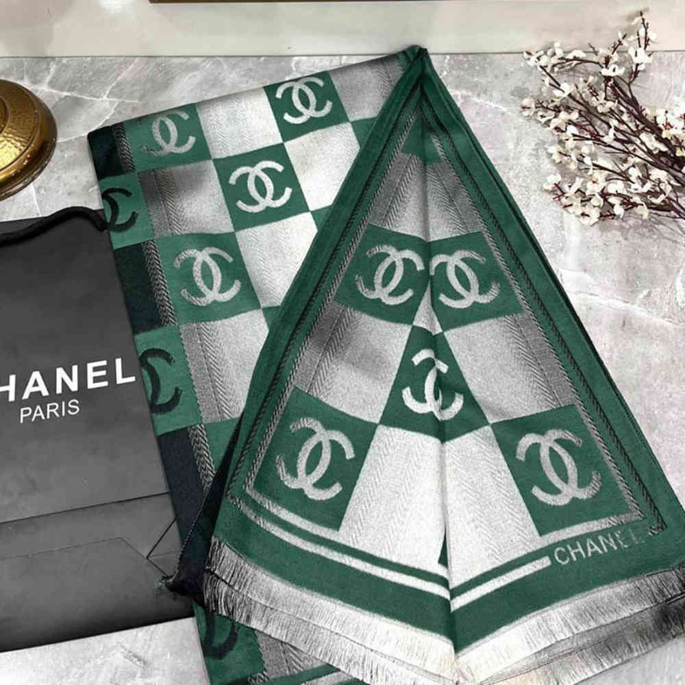 Green Chanel Designer Brown Woolen Stole