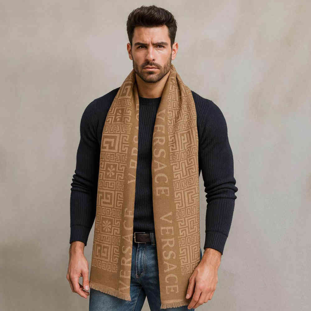 Versace Designer Brown Silk Stole-thumb-1