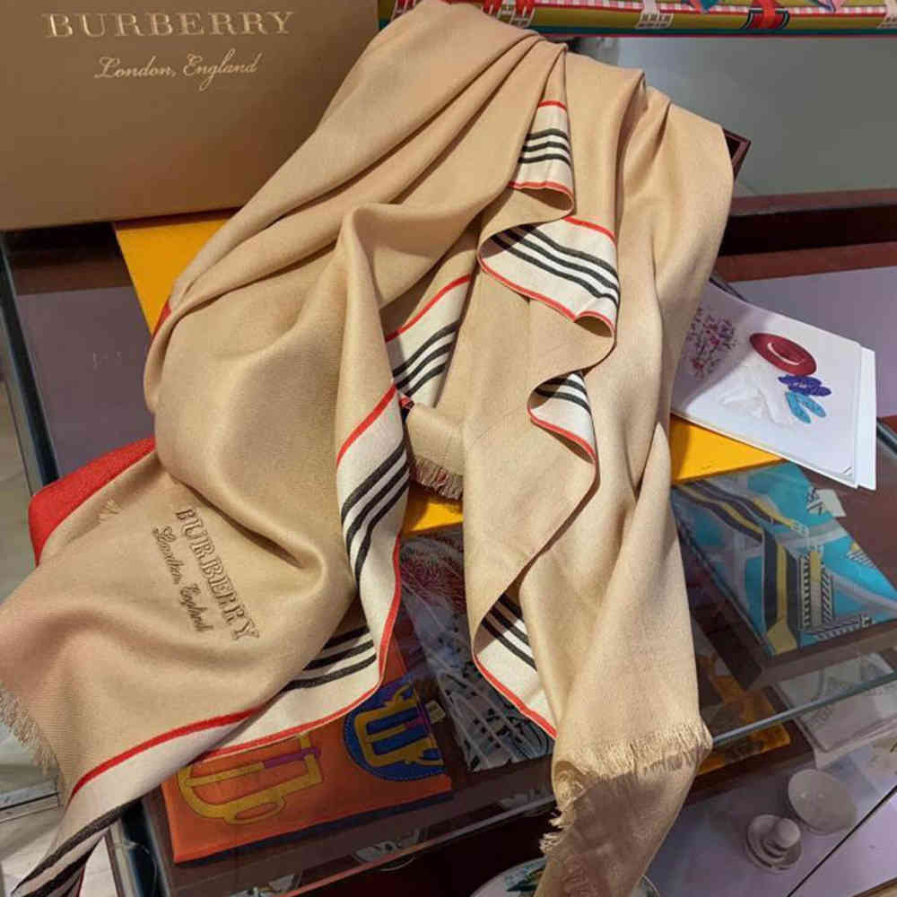 Burberry Designer Beige Silk Stole-2