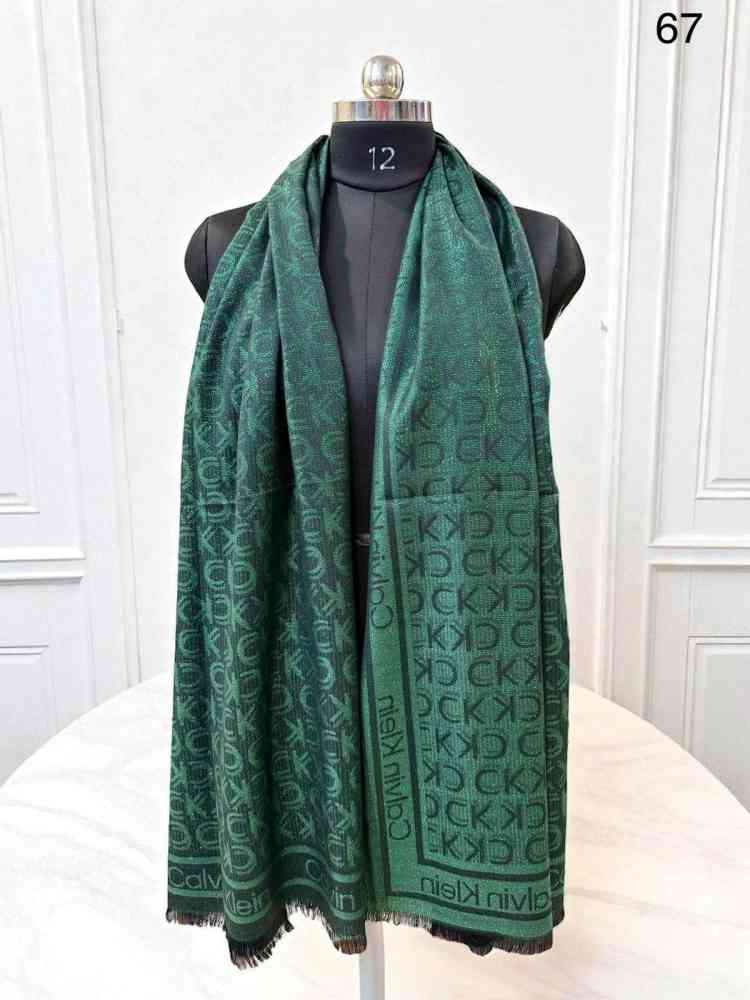 Green Calvin Klein Reversible Designer Wine Woolen Stole