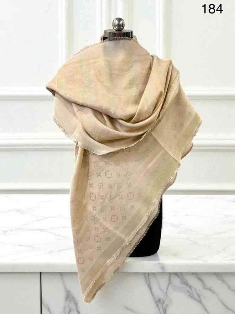 Beige Louis Vuitton Reversible Blue Shine Monogram Shawl