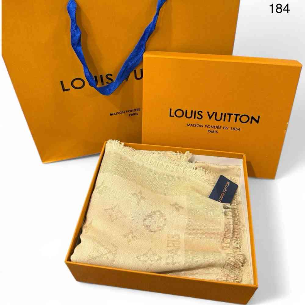 Louis Vuitton Reversible Beige Shine Monogram Shawl-thumb-2