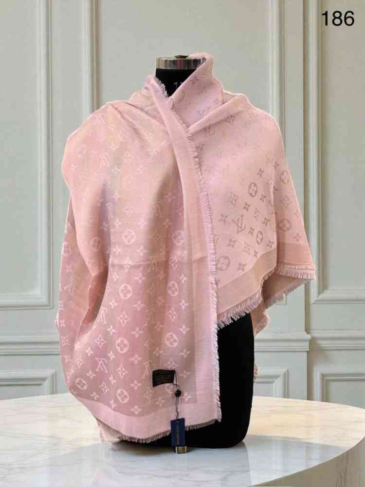 Pink Louis Vuitton Reversible Blue Shine Monogram Shawl