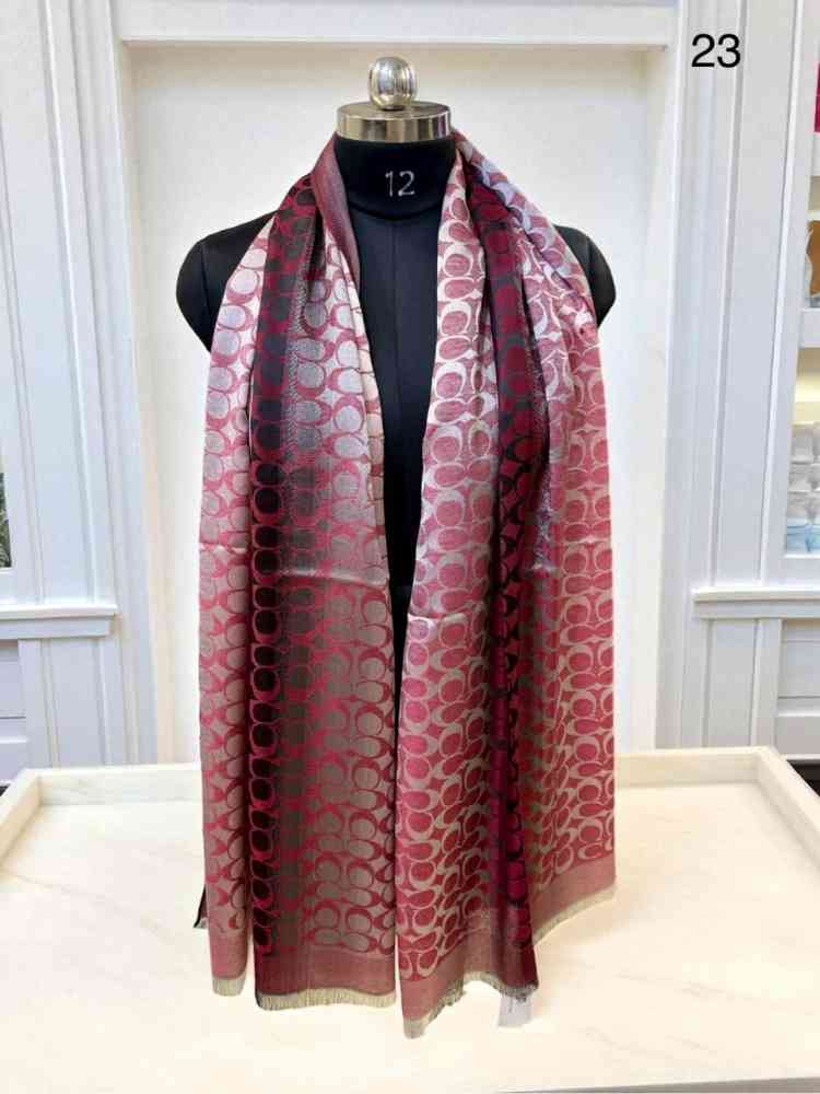 Coach Signature Wine Woollen Stole-thumb-1