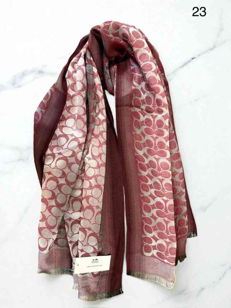 Wine Coach Signature Grey C Border Woollen Stole