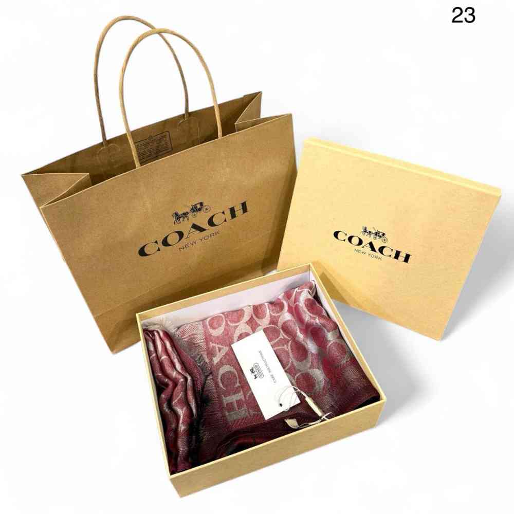 Coach Signature Wine Woollen Stole-thumb-3
