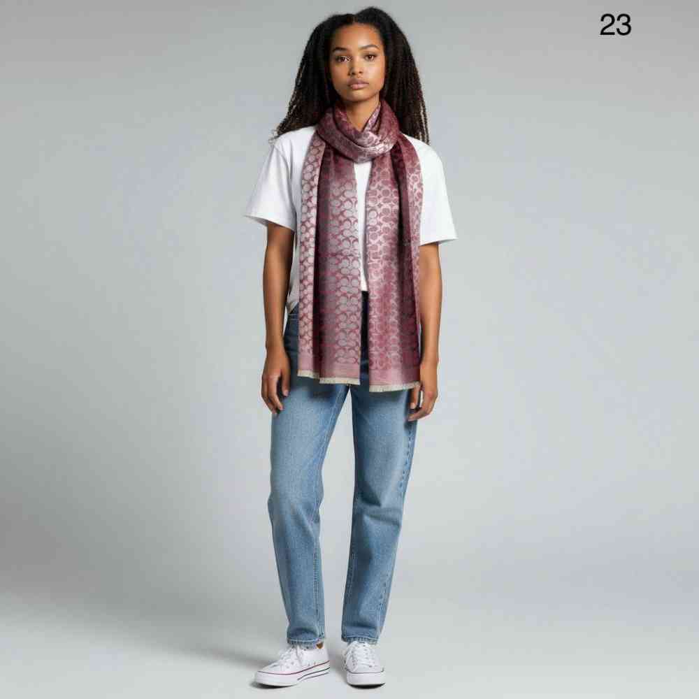 Coach Signature Wine Woollen Stole-thumb-2