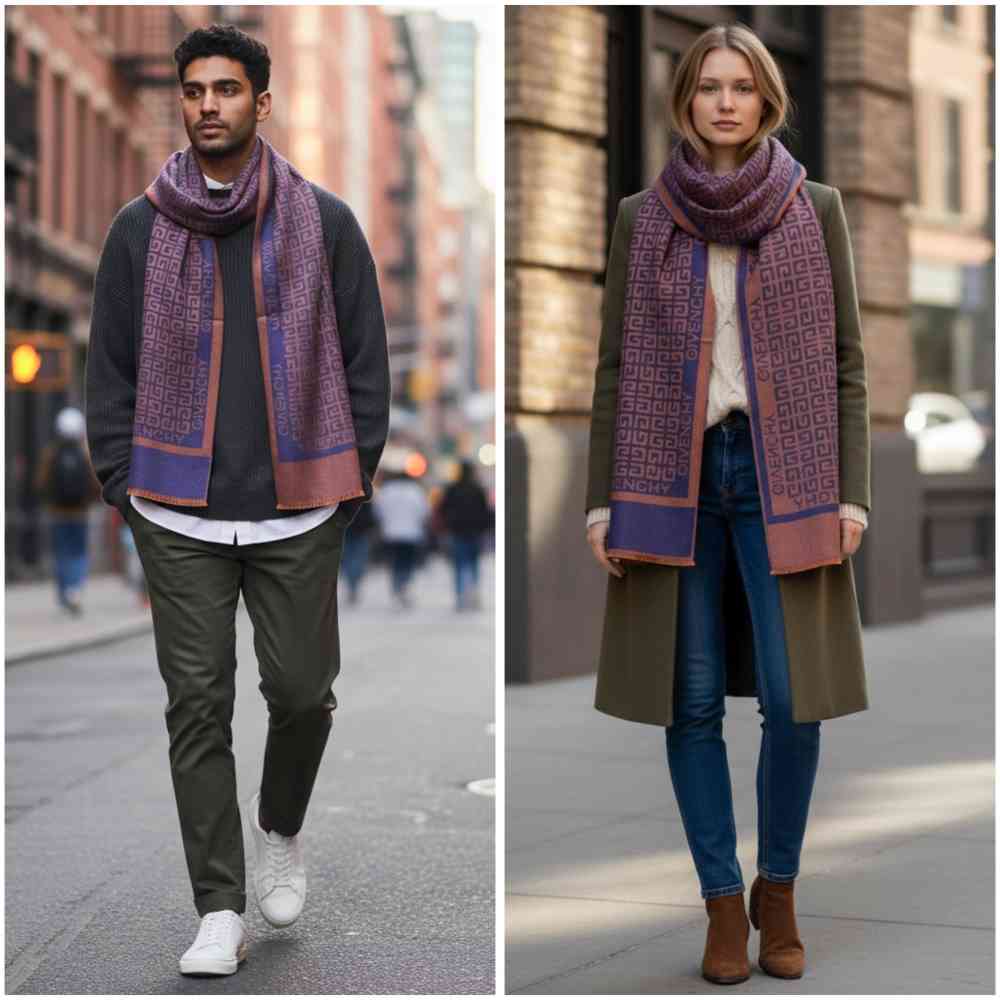 Givenchy Premium Quality Blue Reversible Woollen Stole-2