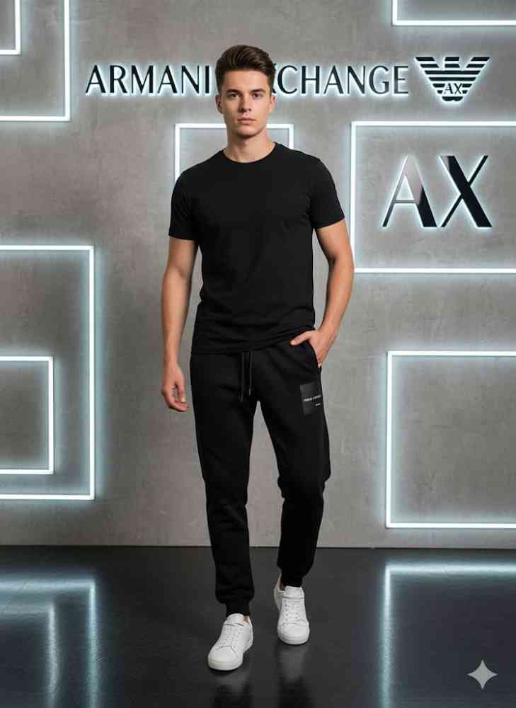 Armani Exchange Black Premium Quality Warm Track Pant-thumb-0