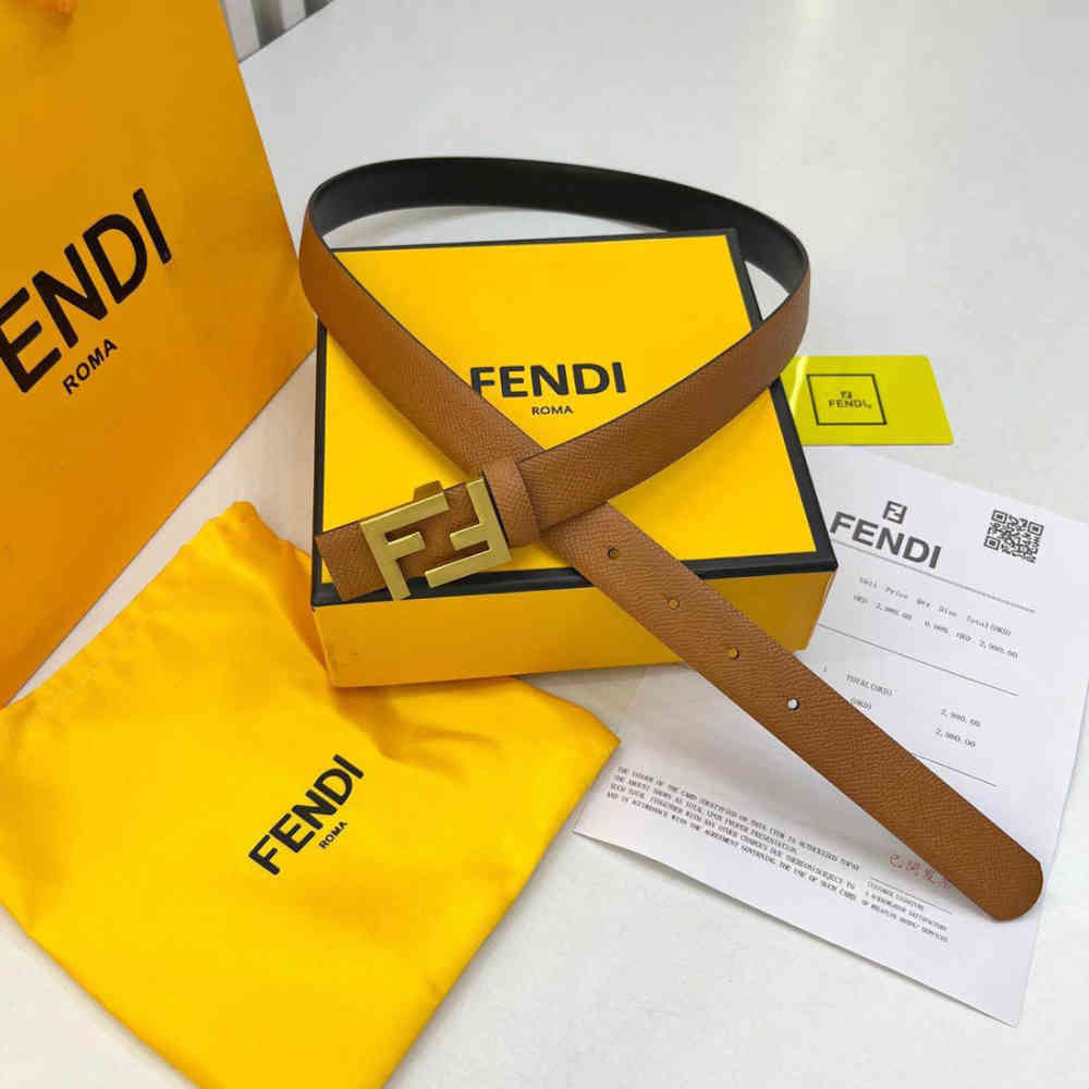 Brown Fendi White Premium Quality Belt