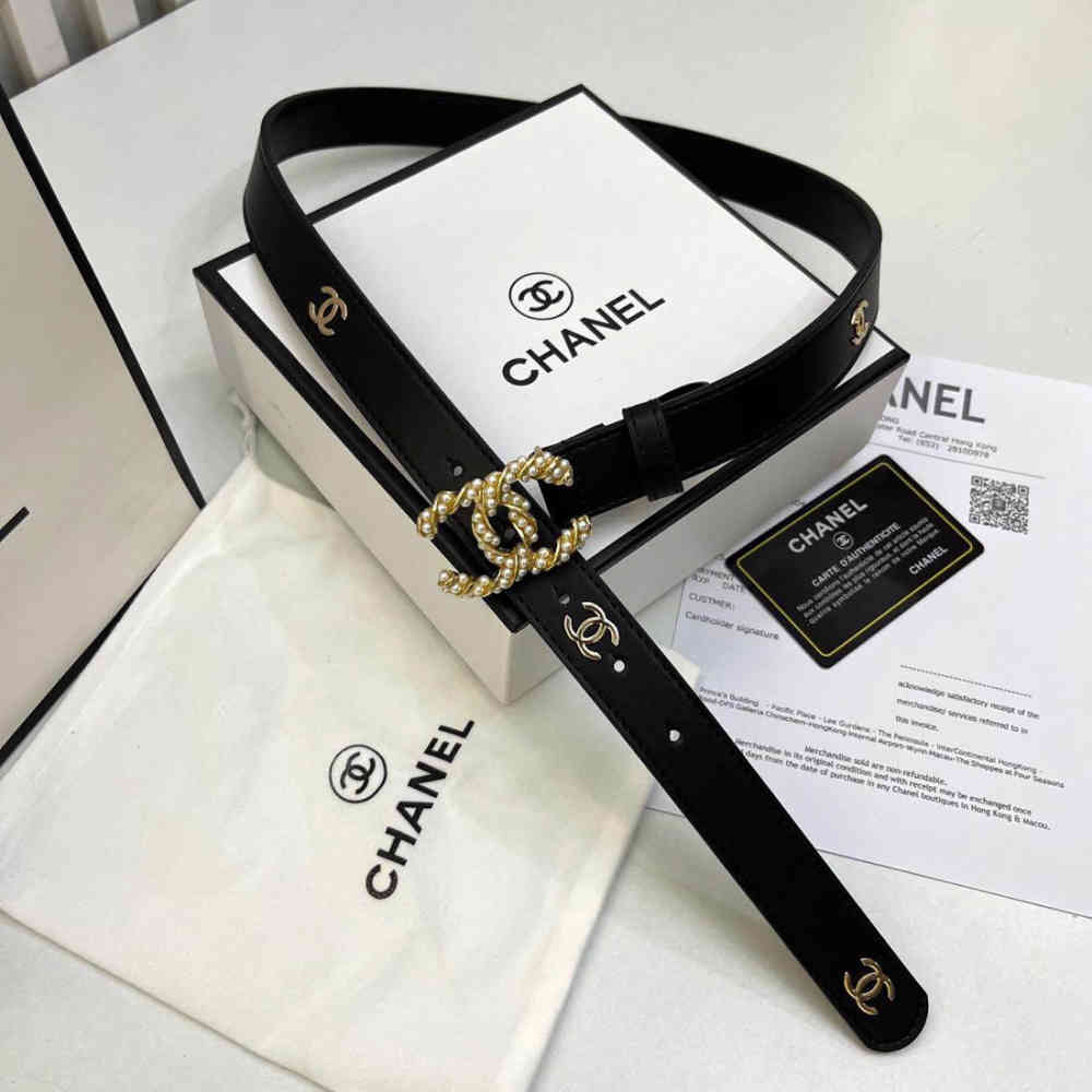 Chanel Primium Quality Black Ladies Belt-thumb-0