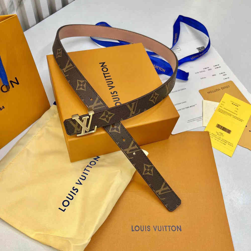 Louis Vuitton Brown & Golden Premium Quality Belt-thumb-0