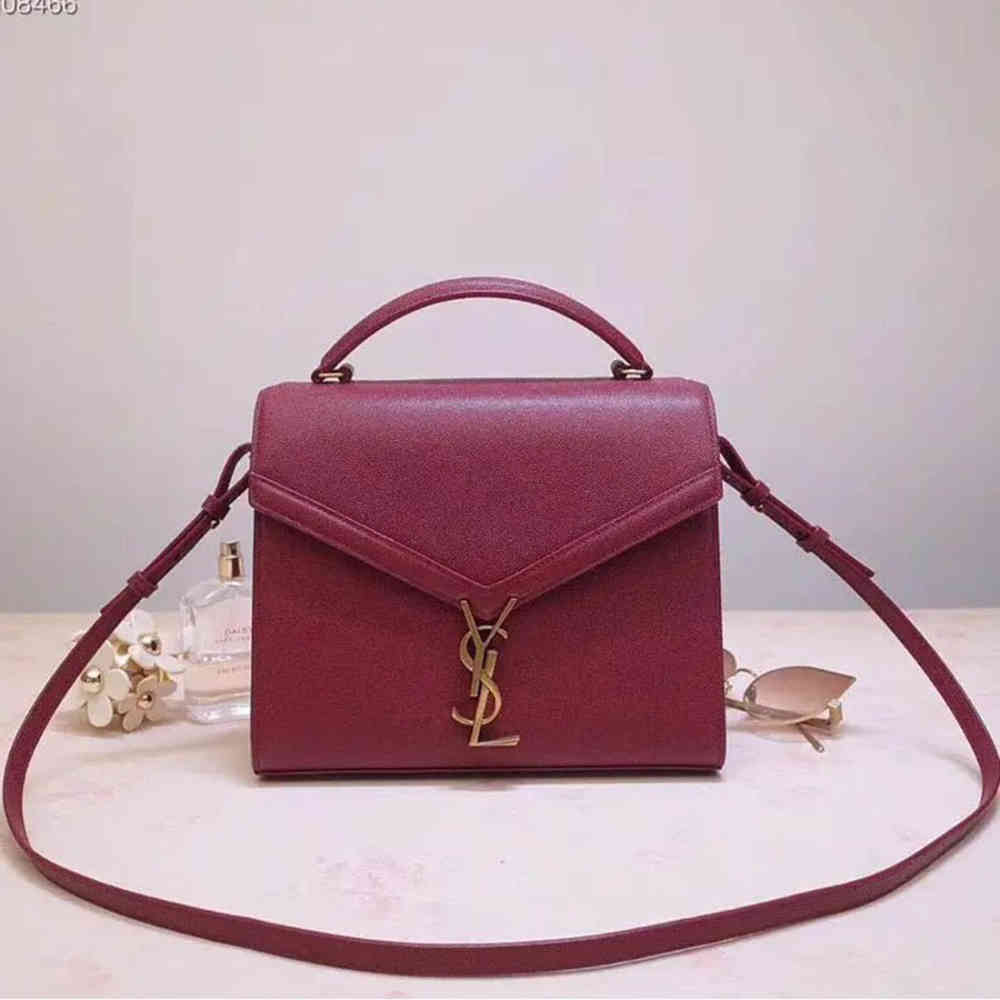 Wine Ysl Cassandra White Handbag