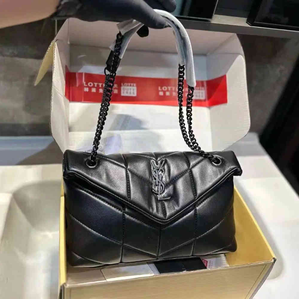 Black Ysl Lou Lou Puffer Yellow Sling Bag