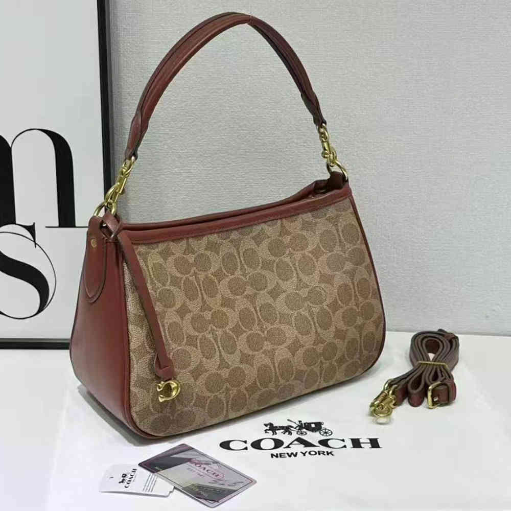 Beige & Brown Coach Cary Cream Shoulder Bag