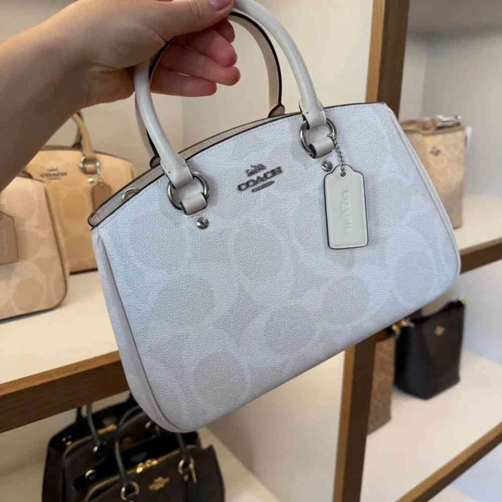 Coach Savannah Carry All White Handbag-thumb-0