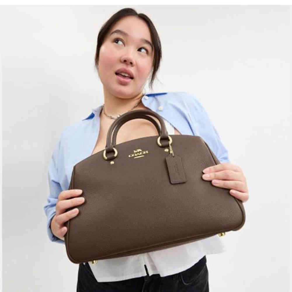 Dark Beige Coach Savannah Carry All White Handbag