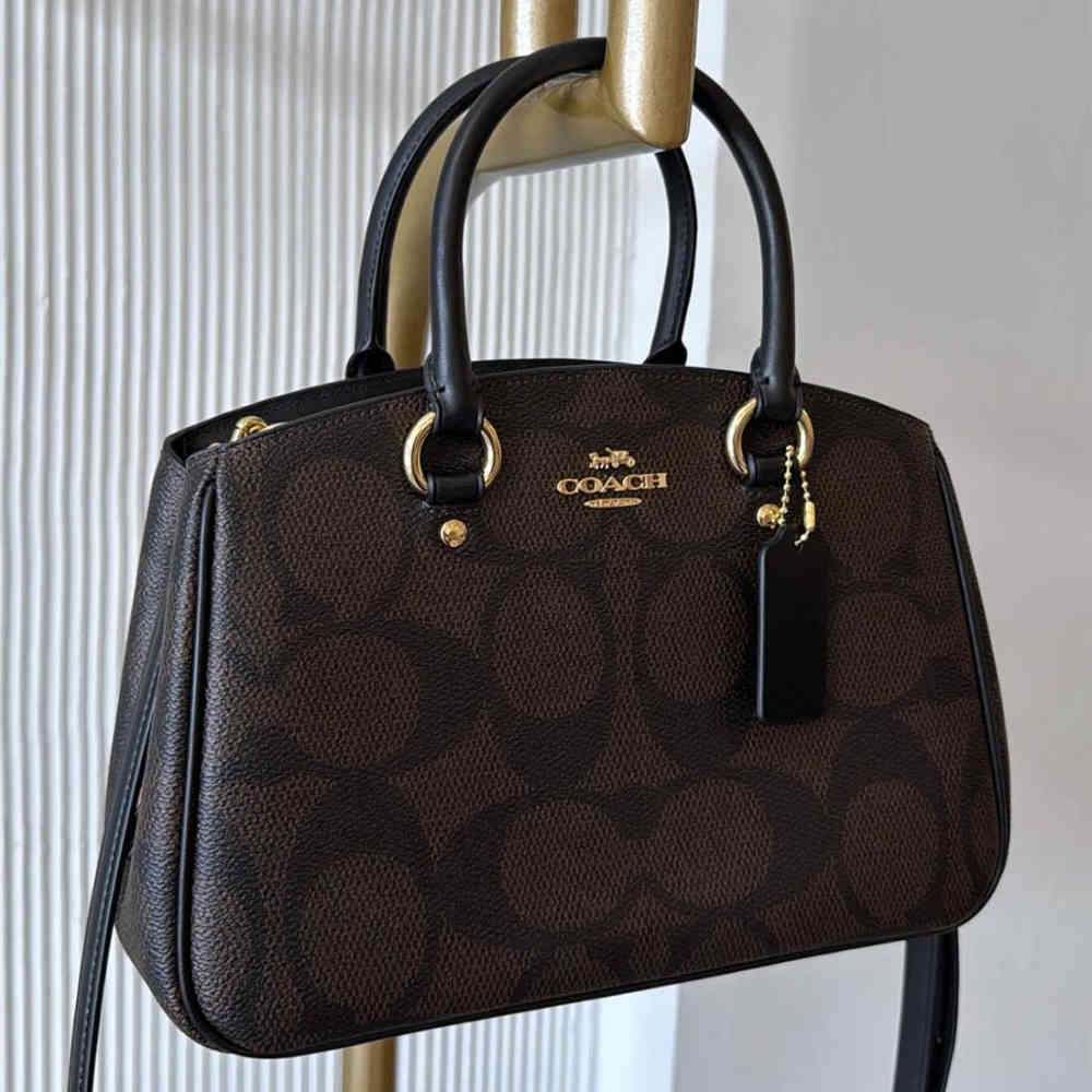 Brown Coach Savannah Carry All White Handbag