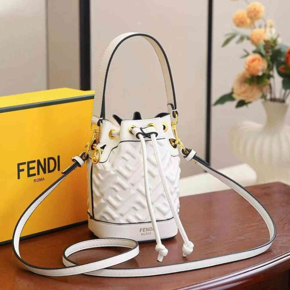 White Fendi Zucca Small Black Sling Bag