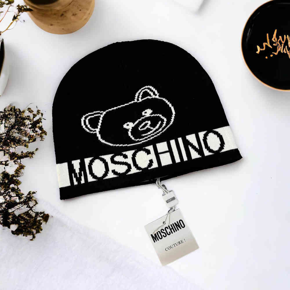 Black Moschino Brown Cashmere Beanie