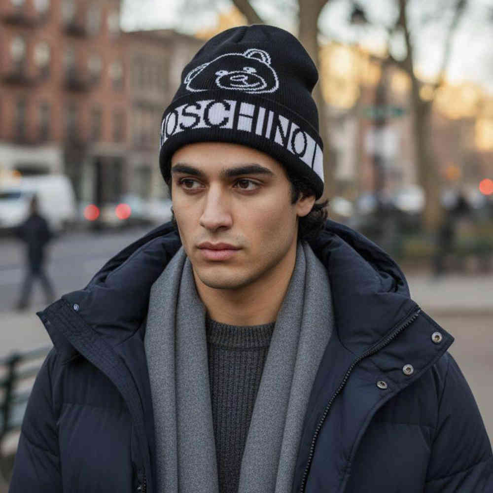 Black Moschino Brown Cashmere Beanie