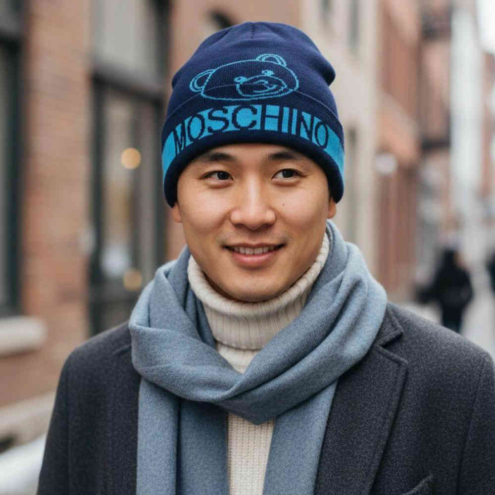 Blue Moschino Brown Cashmere Beanie