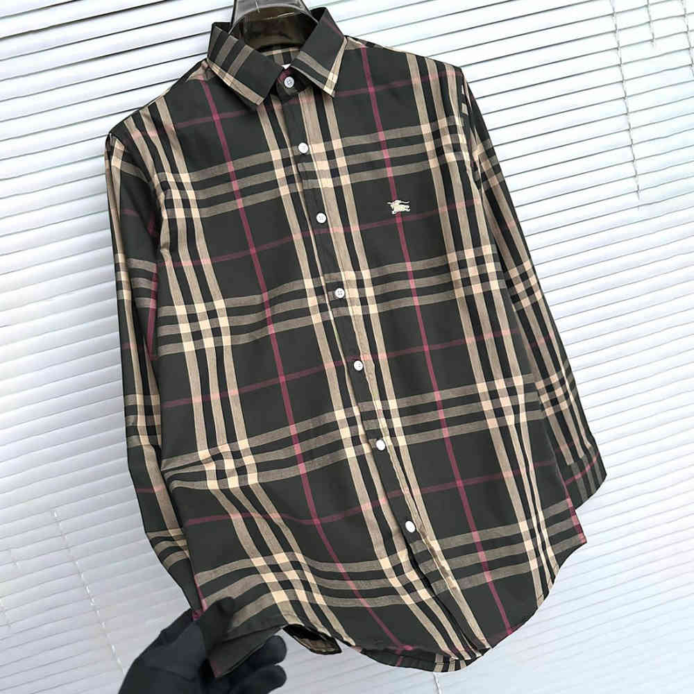 Green Burberry Checked Grey Premium Shirt