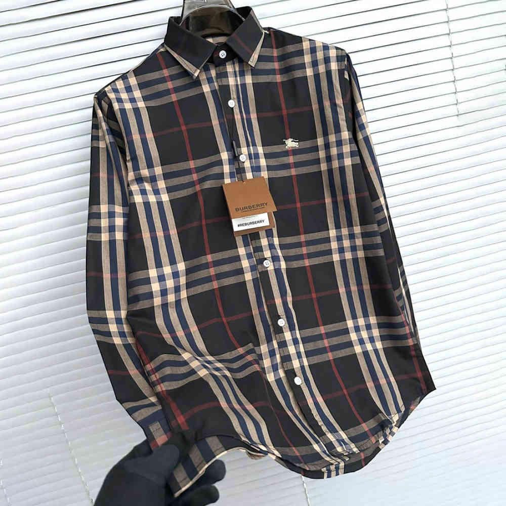 Black Burberry Checked Grey Premium Shirt