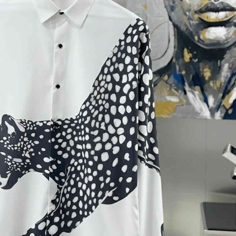 Balmain Paris Leopard Print White Premium Quality Cotton Shirt-1