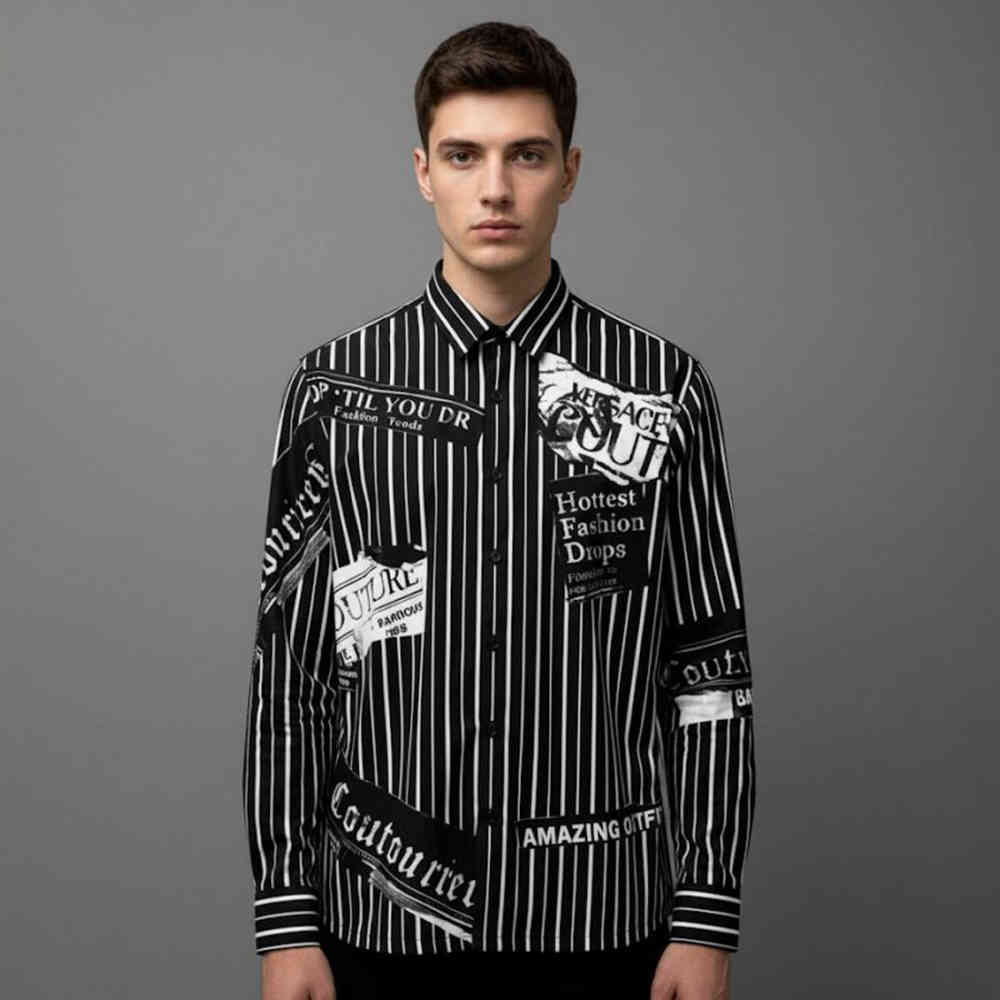 Black Versace White Premium Cotton Shirt