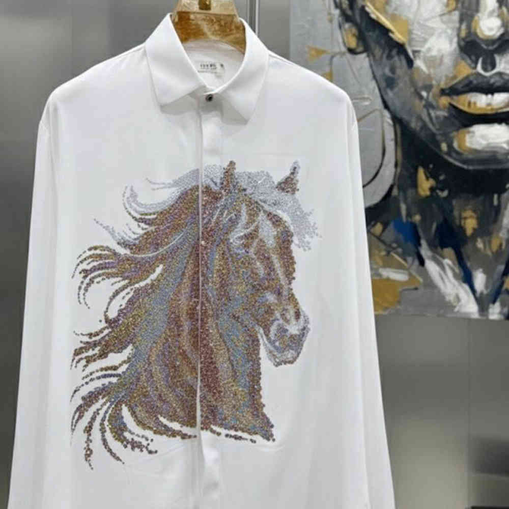 Hermès Embroidery Horse Logo White Premium Shirt-1