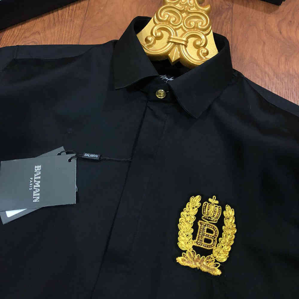 Balmain Embroidered Black Premium Cotton Shirt-thumb-1