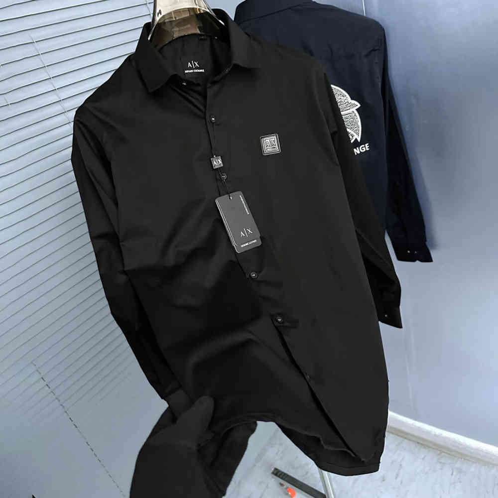 Black Armani Exchange Sky Blue Cotton Shirt