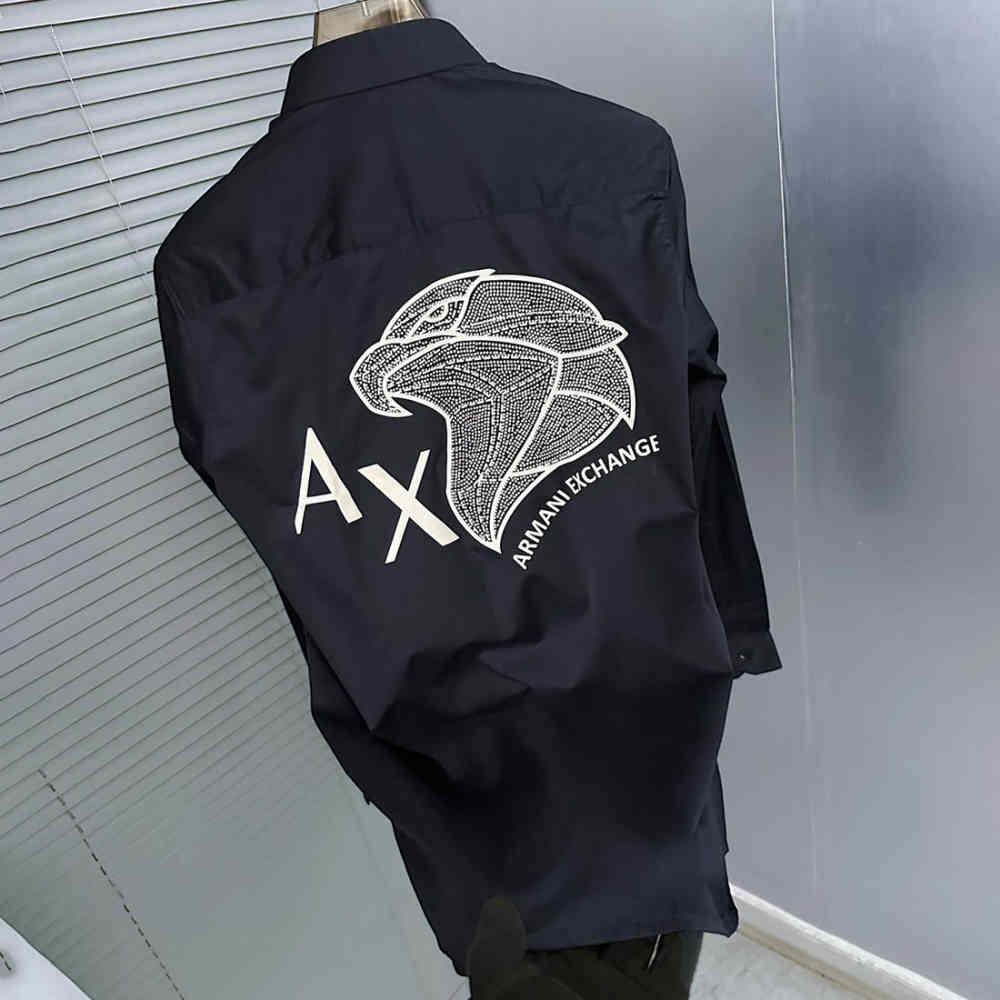 Armani Exchange Navy Blue Cotton Shirt-1
