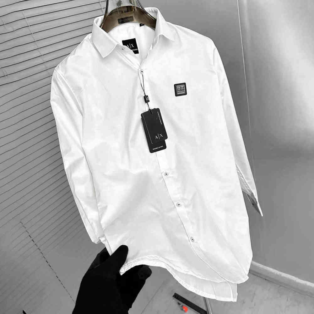White Armani Exchange Sky Blue Cotton Shirt