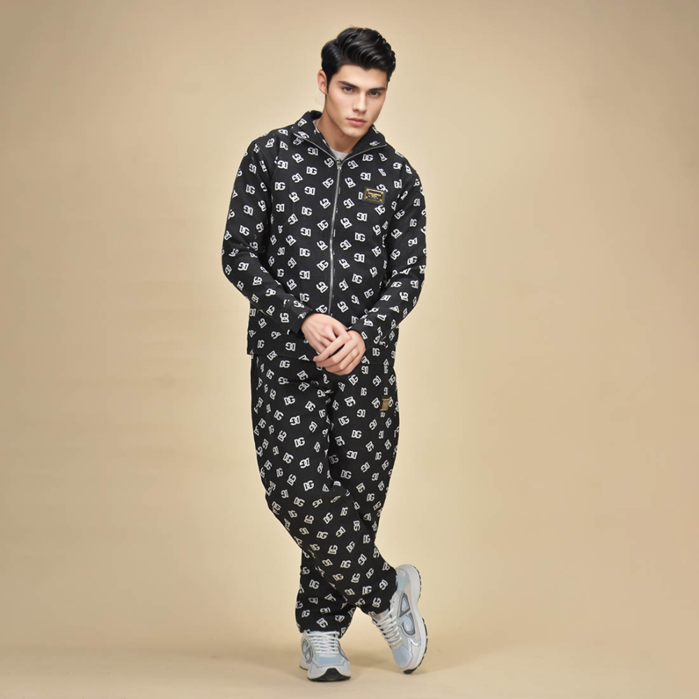 Black Dolce & Gabbana  Monogram White Premium Luxury Tracksuit