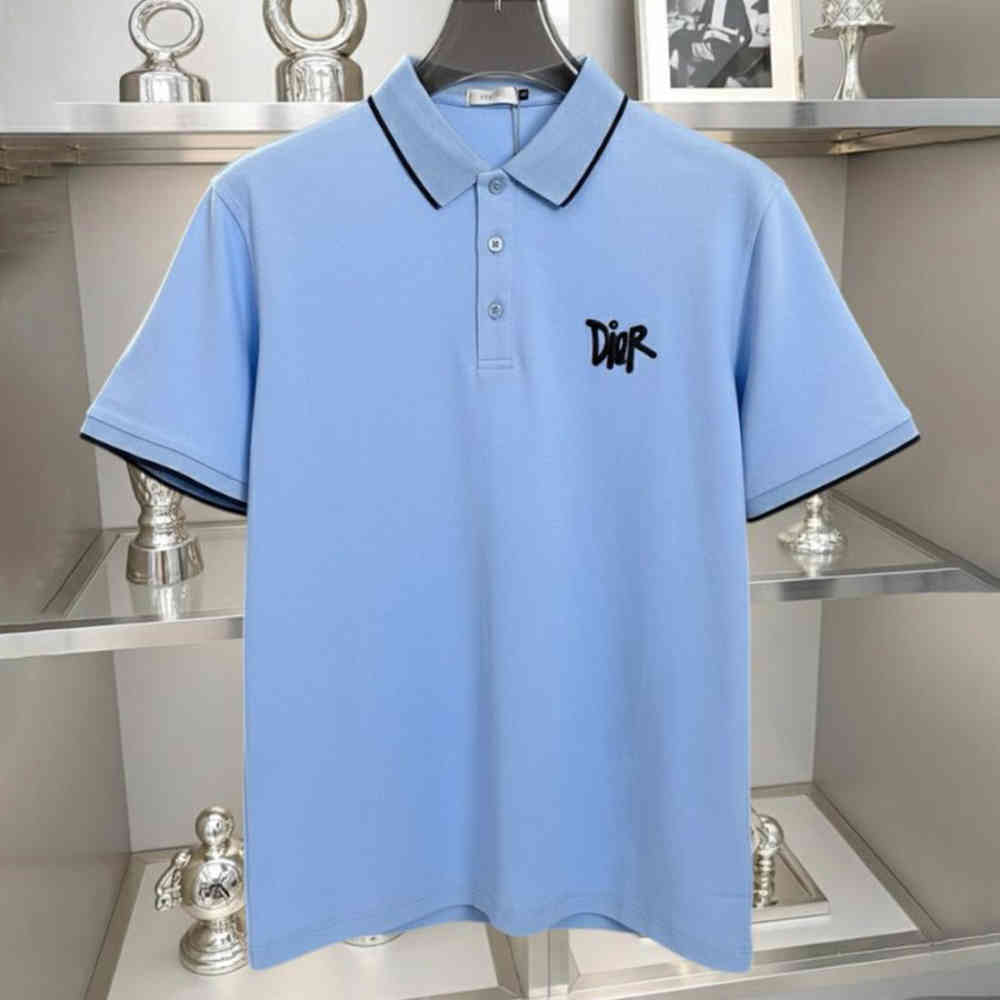 Sky Blue Dior White Premium Quality T-Shirt