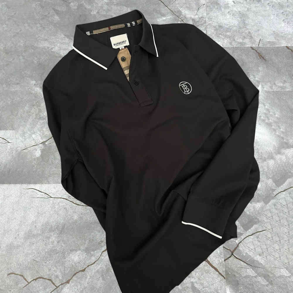 Burberry Embroidered logo Black Premium Polo T-shirt-1