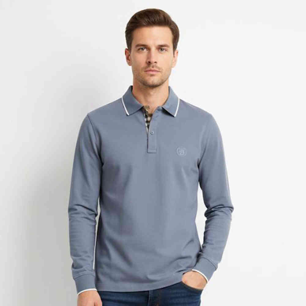 Blue Burberry Embroidered logo Brown Premium Polo T-shirt
