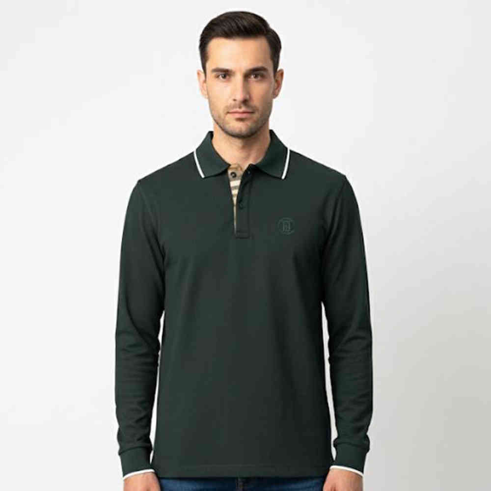 Dark Green Burberry Embroidered logo Brown Premium Polo T-shirt