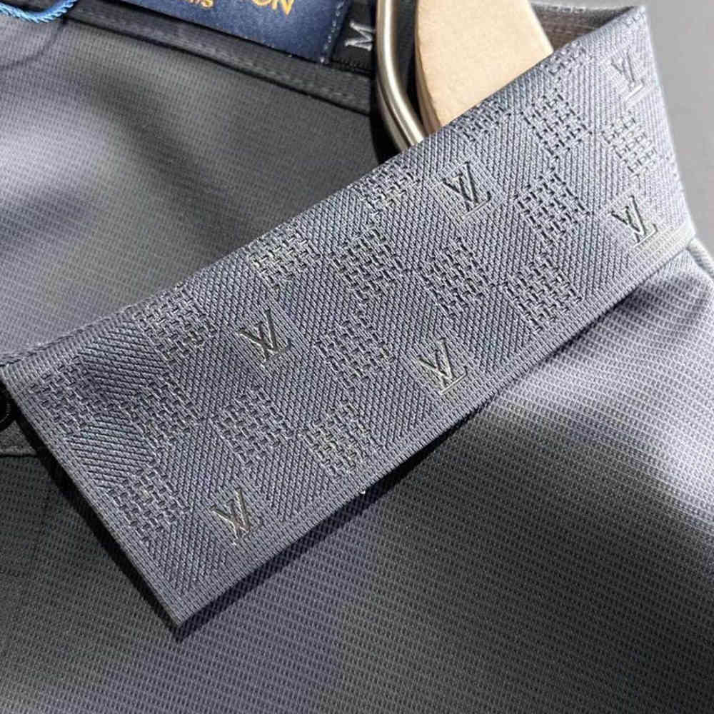 Louis Vuitton Grey Embroidery Logo Premium Polo T-shirt-2