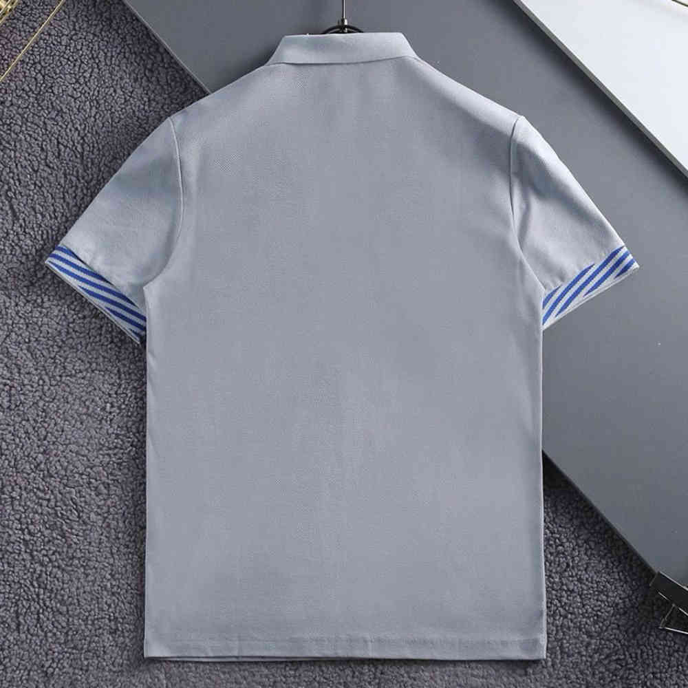 Burberry Embroidered logo Grey Premium Polo T-shirt-thumb-1