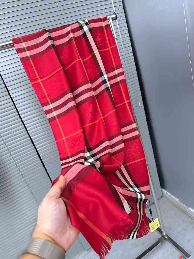 Red Burberry Check Cashmere Grey Stole
